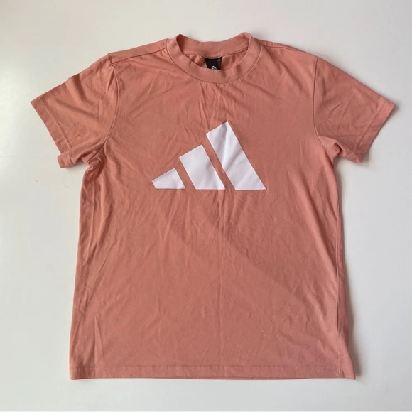 ADIDAS Future Icons Logo Graphic Tee in Ambient Blush Casual Workout Top - Picture 7 of 13